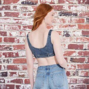 Women's Scoop Neck Reworked Denim Tiny Vest - Wild Fable NWT